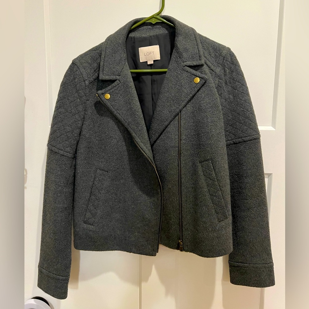 LOFT women’s short grey wool jacket